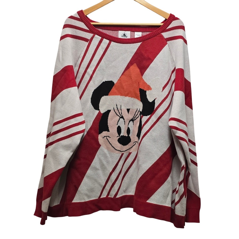 Disney Minnie Mouse Christmas Candy Cane Ugly Sweater Women Oversized Plus Sz 2X